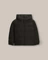 Chamarra Hoodie Acolchada Negra,NEGRO